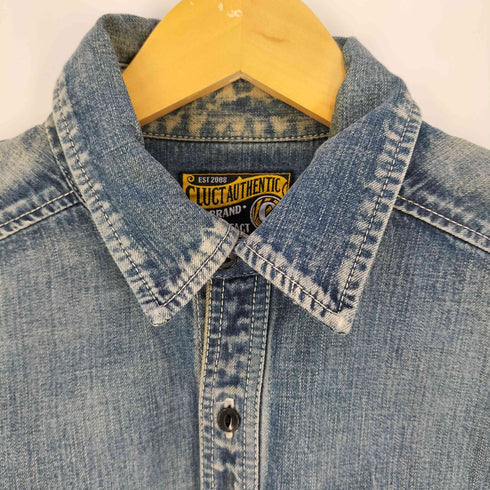 クラクトワークス Cluct Works 裾ロゴ刺繍 ダブルポケット デニムシャツ メンズ JPN:M